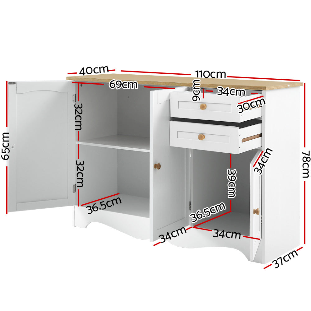 Artiss Buffet Sideboard 3 Doors - BERNE White FURNI-P-MED-03-WH-AB