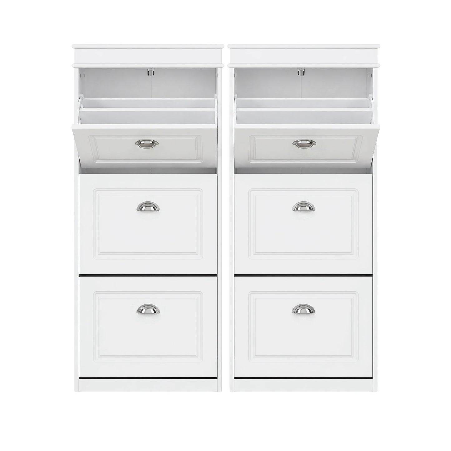 Artiss 2x Shoe Cabinet Storage Organiser 3 Flip Drawer White FURNI-P-SHOE-3D-WHX2