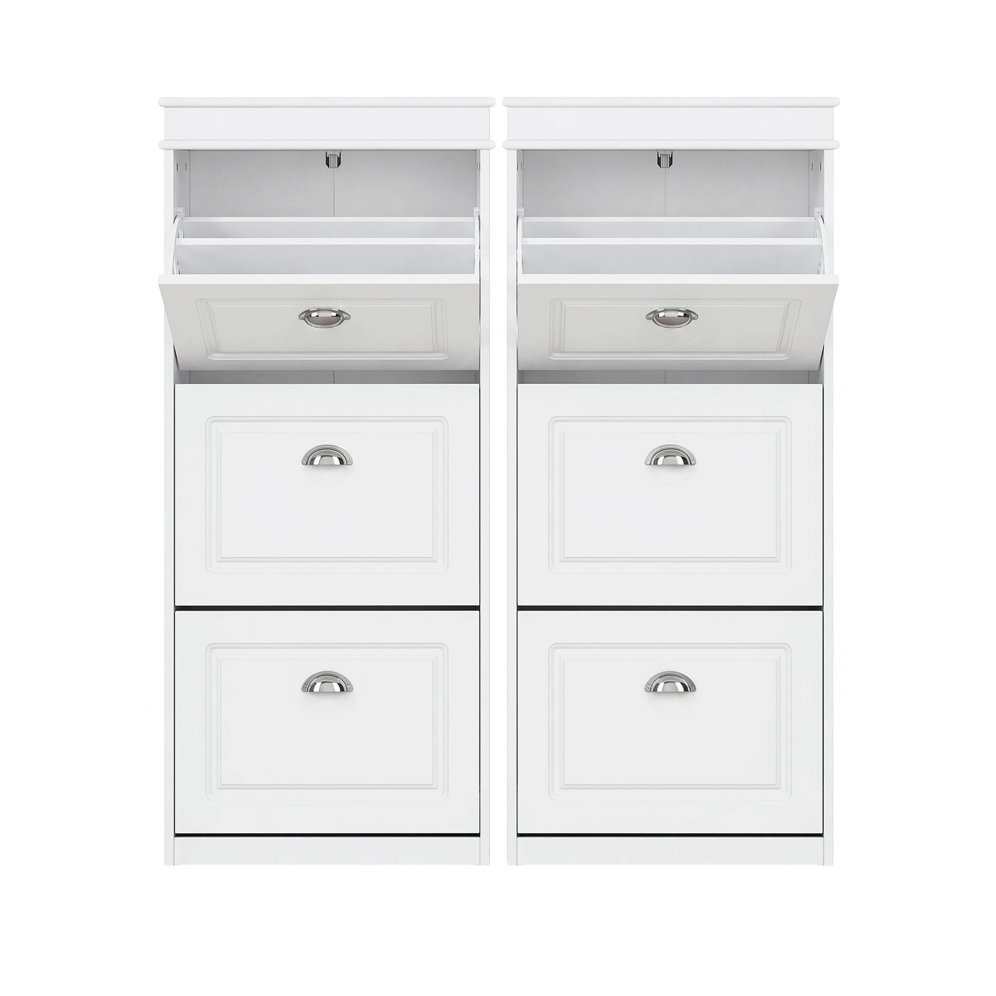 Artiss 2x Shoe Cabinet Storage Organiser 3 Flip Drawer White FURNI-P-SHOE-3D-WHX2