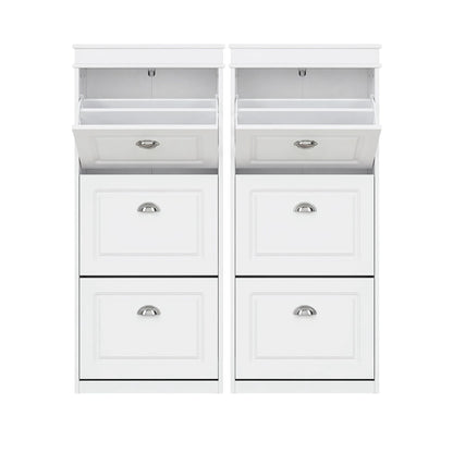 Artiss 2x Shoe Cabinet Storage Organiser 3 Flip Drawer White FURNI-P-SHOE-3D-WHX2
