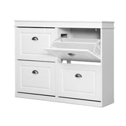 Artiss Shoe Rack Cabinet 16 Pairs 4-tier White Paul FURNI-P-SHOE-4D-WH-AB