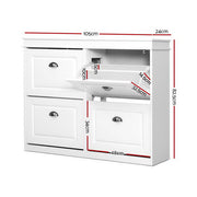 Artiss Shoe Rack Cabinet 16 Pairs 4-tier White Paul FURNI-P-SHOE-4D-WH-AB