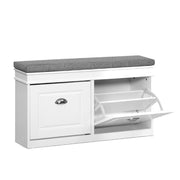 Artiss Shoe Rack Cabinet Bench 8 Pairs White FURNI-P-SHOE-BEN2D-WH
