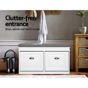 Artiss Shoe Rack Cabinet Bench 8 Pairs White FURNI-P-SHOE-BEN2D-WH
