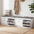 Artiss 2x Shoe Bench Set Flip Drawer White FURNI-P-SHOE-BEN2D-WHX2