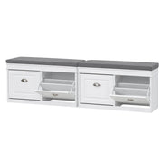 Artiss 2x Shoe Bench Set Flip Drawer White FURNI-P-SHOE-BEN2D-WHX2