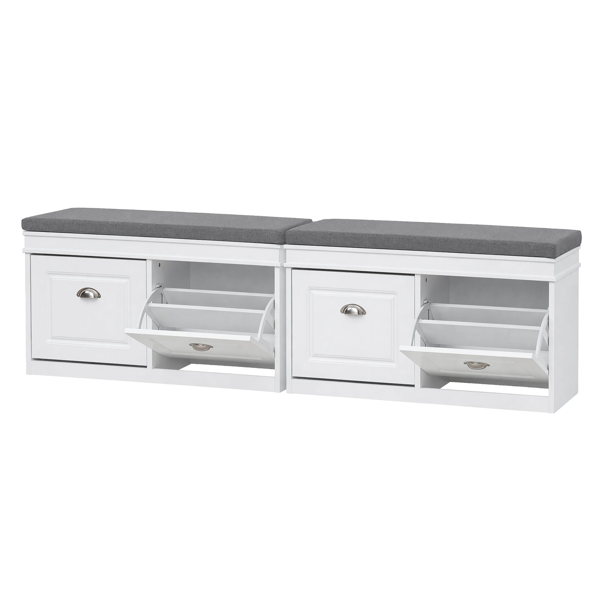 Artiss 2x Shoe Bench Set Flip Drawer White FURNI-P-SHOE-BEN2D-WHX2