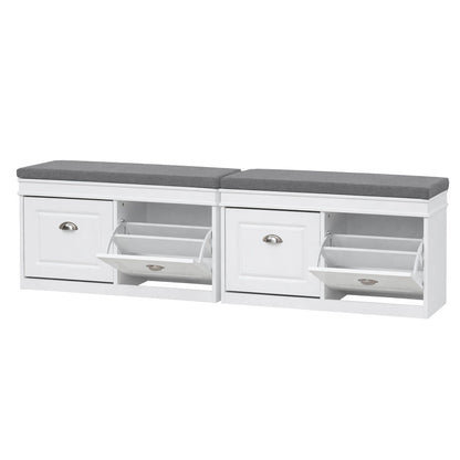 Artiss 2x Shoe Bench Set Flip Drawer White FURNI-P-SHOE-BEN2D-WHX2