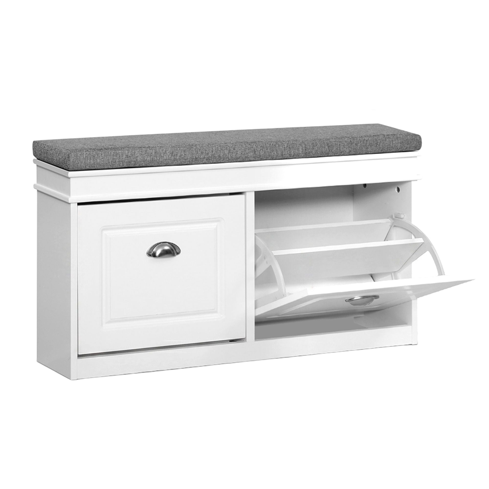 Artiss 2x Shoe Bench Set Flip Drawer White FURNI-P-SHOE-BEN2D-WHX2