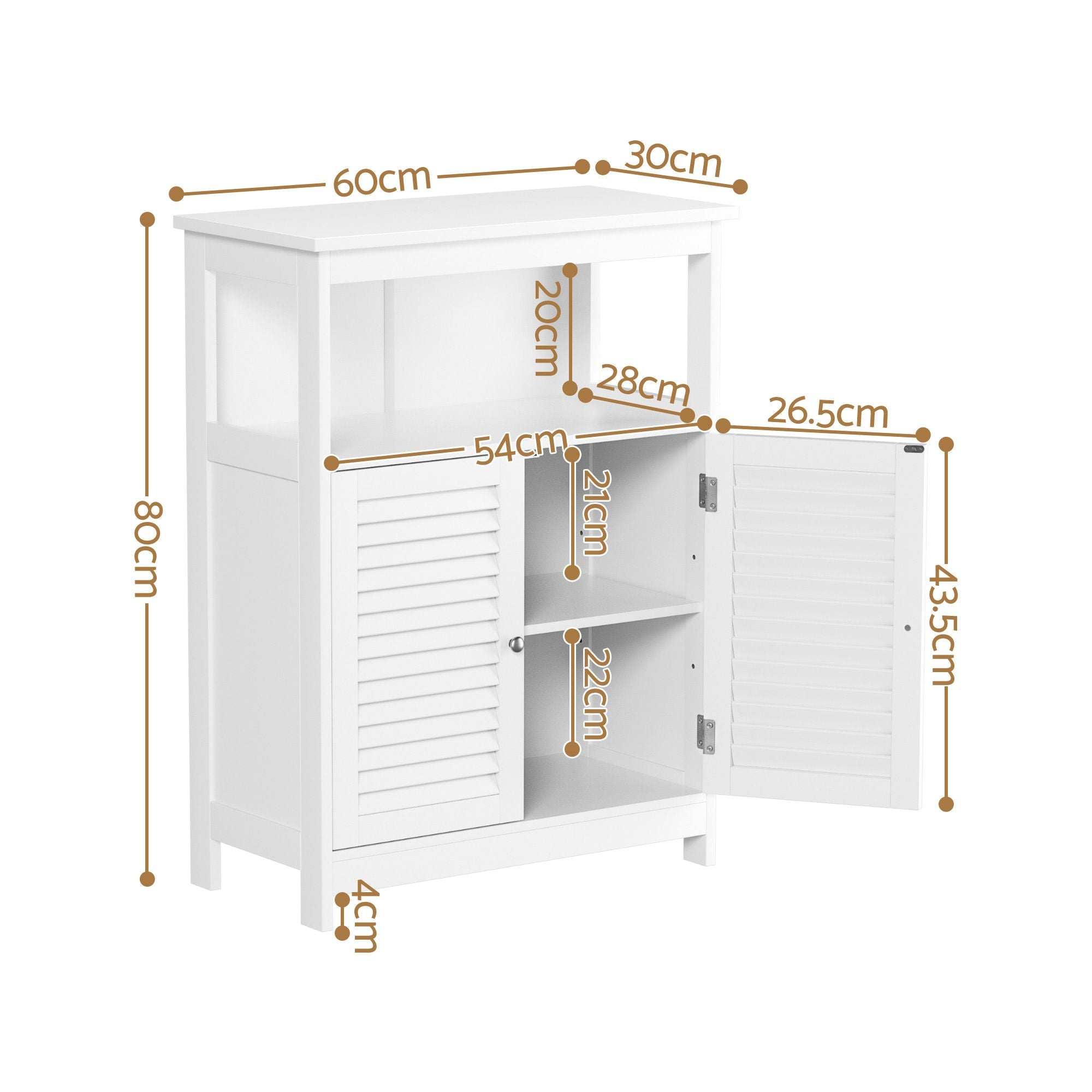 Artiss 2x Buffet Sideboard Cabinet Server Cupboard Kitchen Bathroom Storage IVOR FURNI-P-SIDE60-WHX2