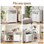 Artiss 2x Buffet Sideboard Cabinet Server Cupboard Kitchen Bathroom Storage IVOR FURNI-P-SIDE60-WHX2