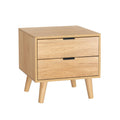 Artiss Bedside Table 2 Drawers - Pine FURNI-Q-BS-03-WD