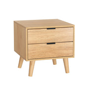 Artiss Bedside Table 2 Drawers - Pine FURNI-Q-BS-03-WD