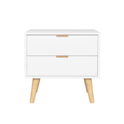 Artiss Bedside Table 2 Drawers - White FURNI-Q-BS-03-WH