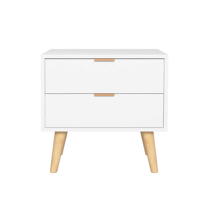 Artiss Bedside Table 2 Drawers - White FURNI-Q-BS-03-WH