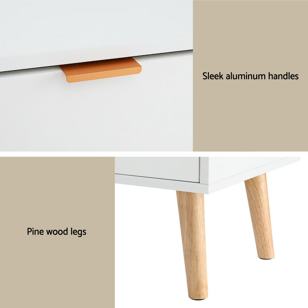 Artiss Bedside Table 2 Drawers - White FURNI-Q-BS-03-WH