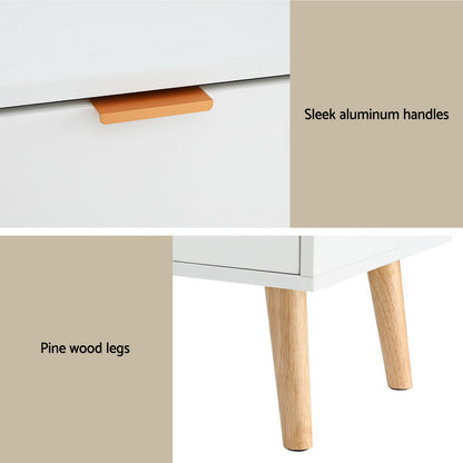 Artiss Bedside Table 2 Drawers - White FURNI-Q-BS-03-WH