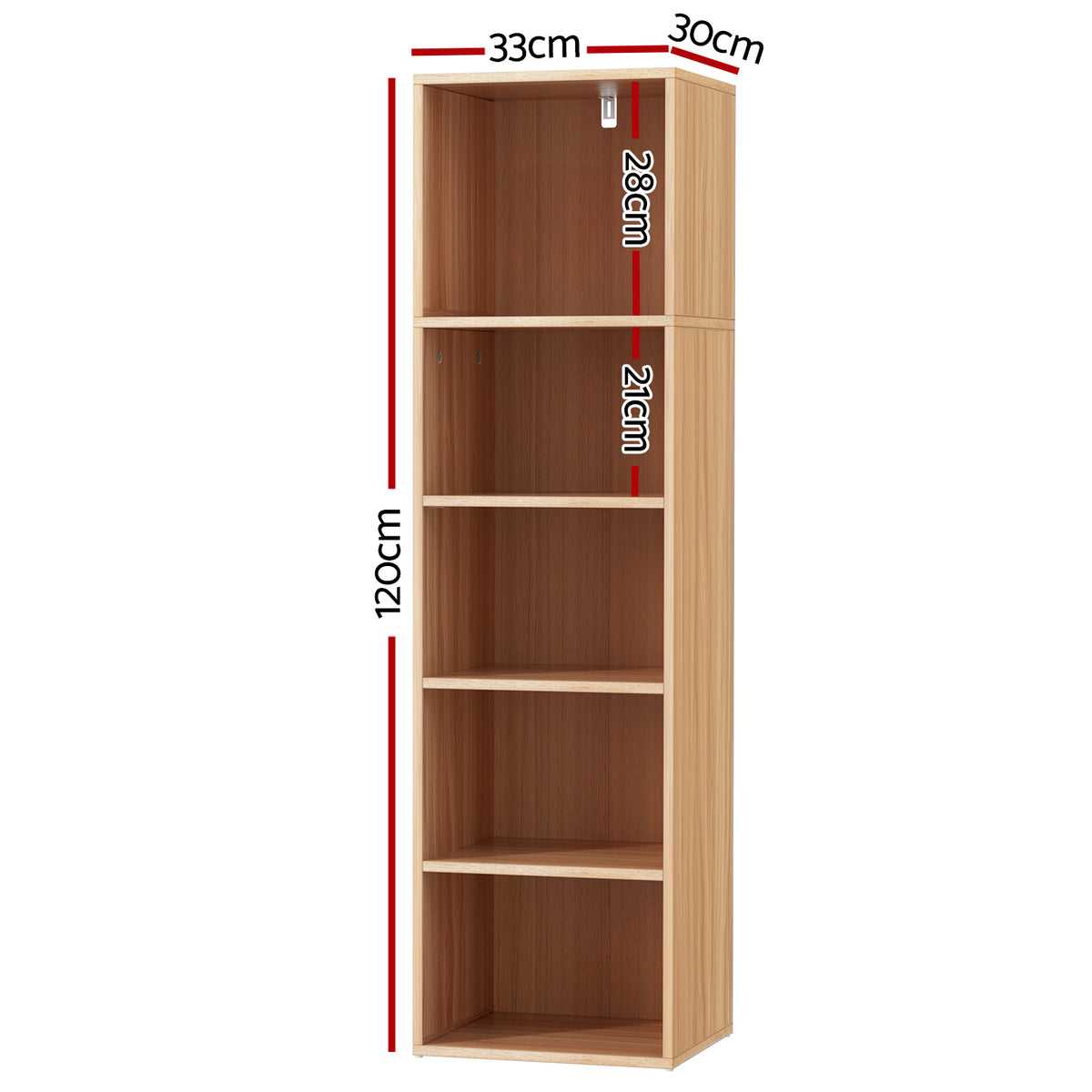 Artiss Bookshelf 5 Tiers MILO Pine FURNI-Q-BSHELF-01-WD
