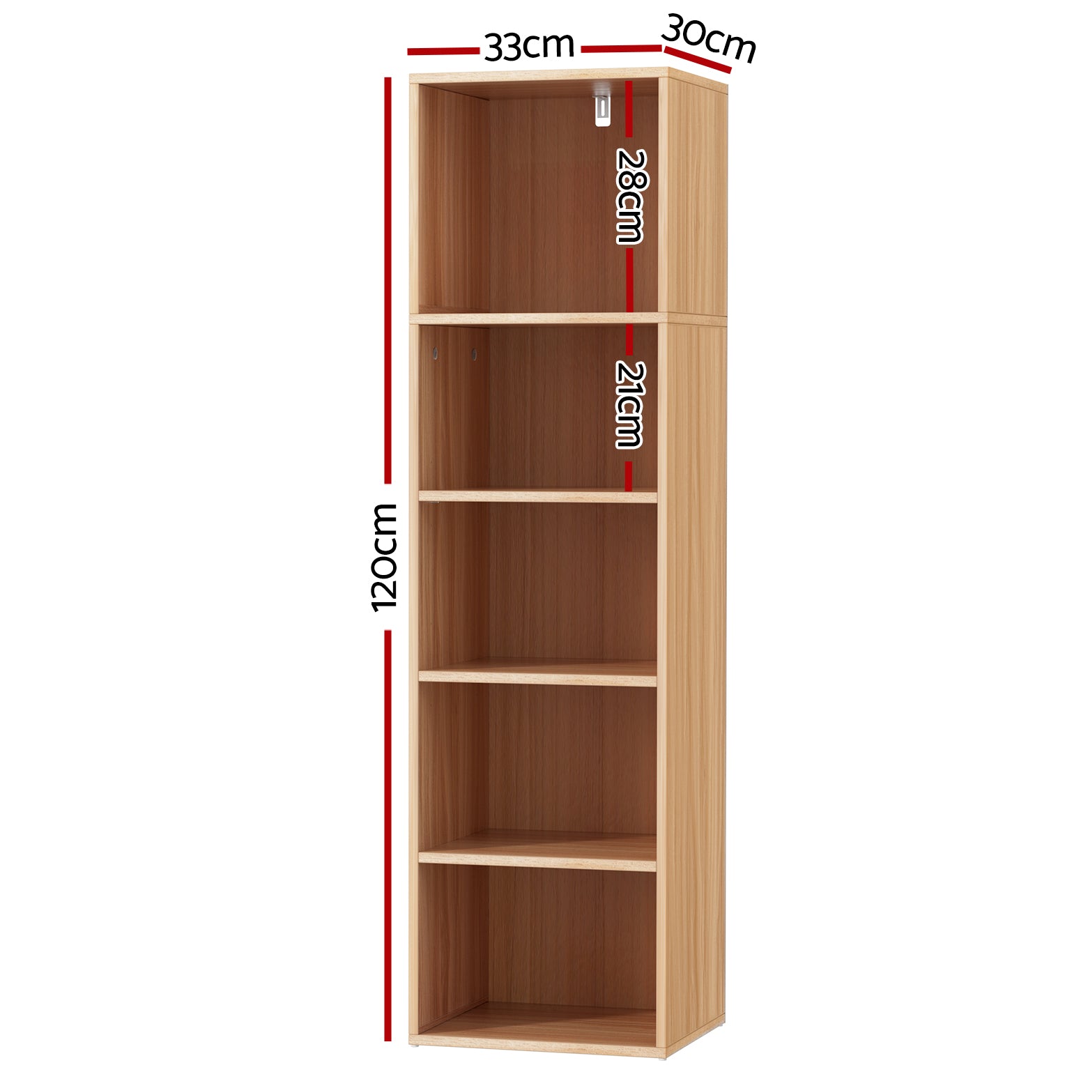 Artiss Bookshelf 5 Tiers MILO Pine FURNI-Q-BSHELF-01-WD