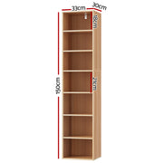 Artiss Bookshelf 7 Tiers MILO Pine FURNI-Q-BSHELF-02-WD