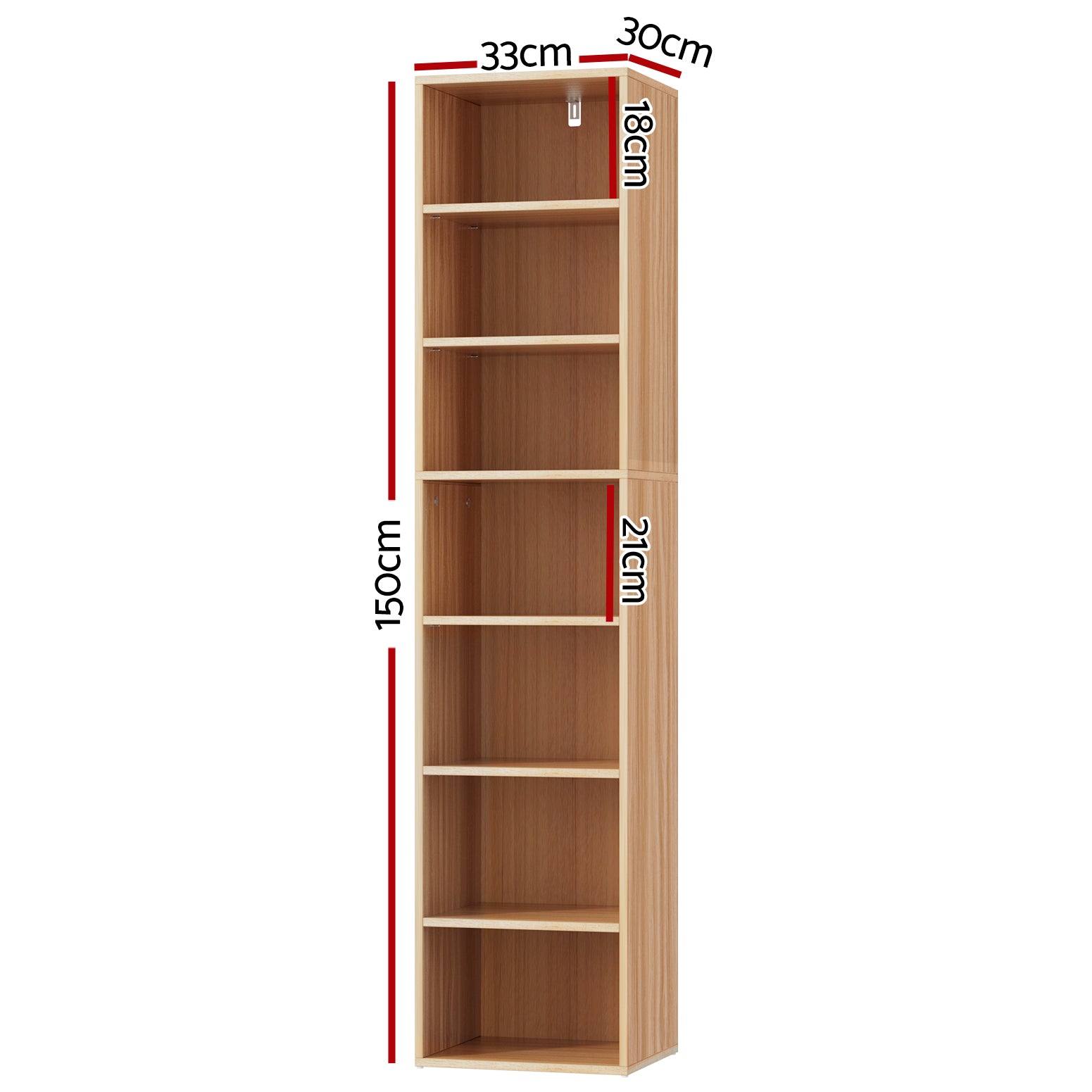 Artiss Bookshelf 7 Tiers MILO Pine FURNI-Q-BSHELF-02-WD