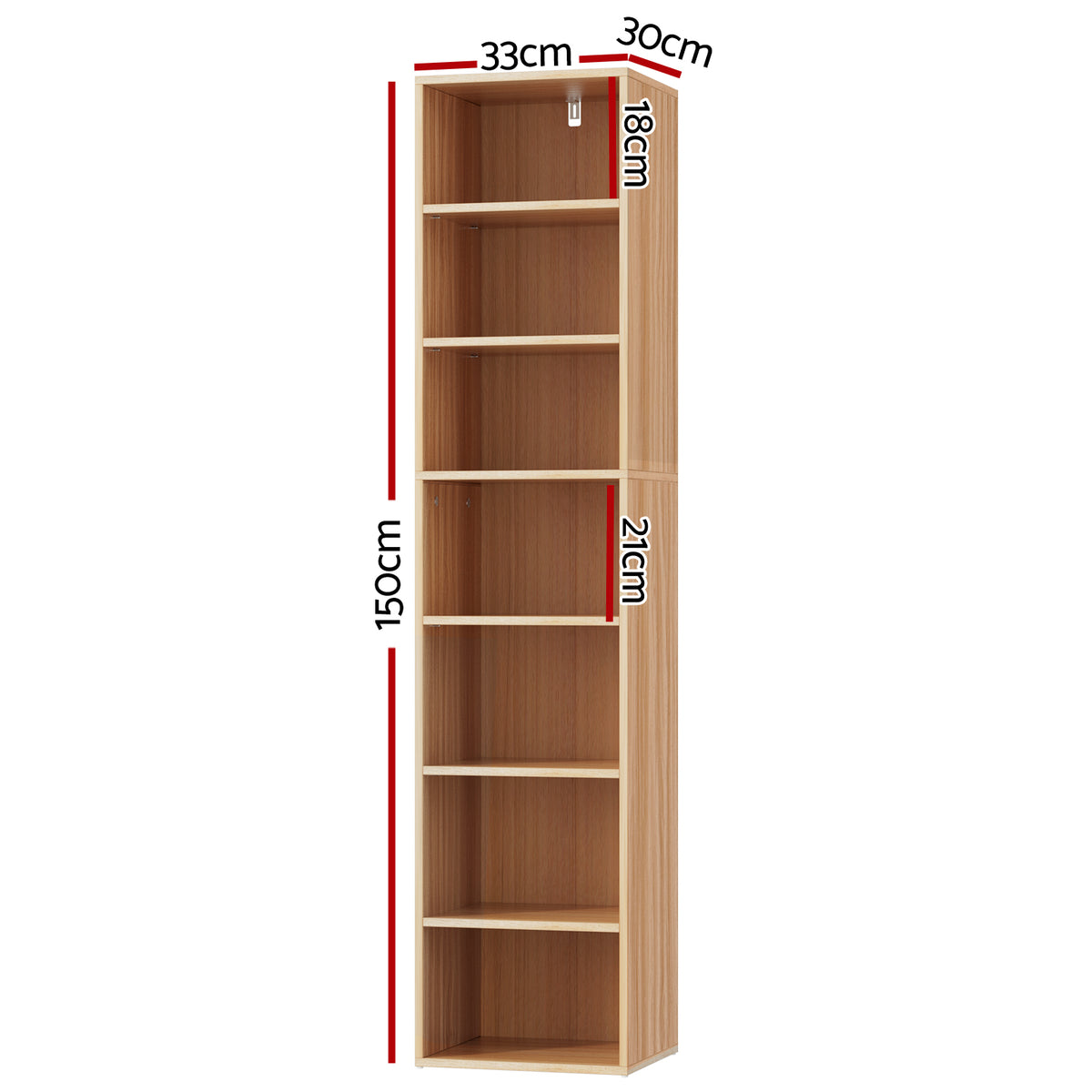 Artiss Bookshelf 7 Tiers MILO Pine FURNI-Q-BSHELF-02-WD