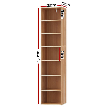Artiss Bookshelf 7 Tiers MILO Pine FURNI-Q-BSHELF-02-WD