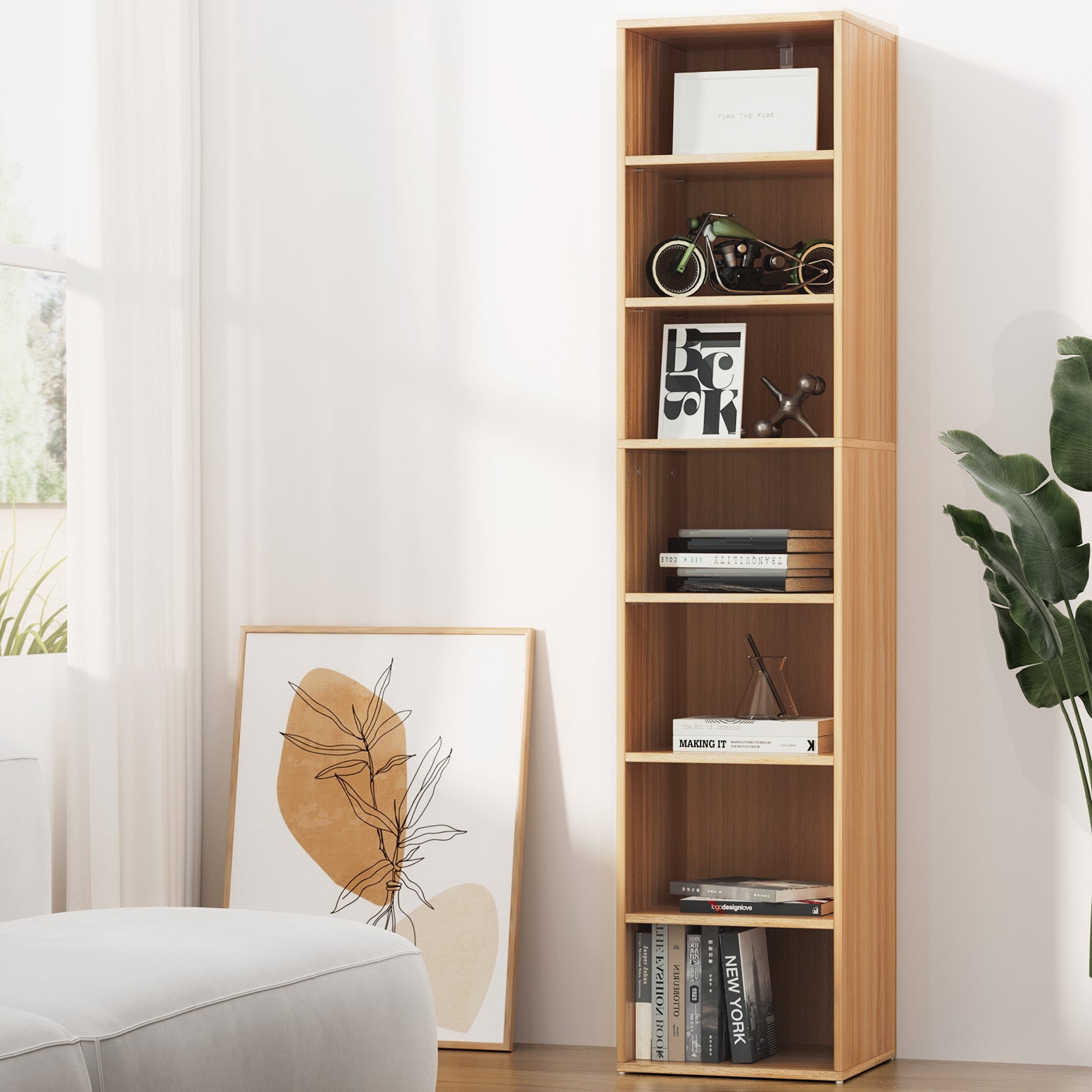 Artiss Bookshelf 7 Tiers MILO Pine FURNI-Q-BSHELF-02-WD