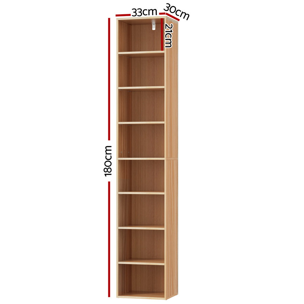 Artiss Bookshelf 8 Tiers MILO Pine FURNI-Q-BSHELF-03-WD
