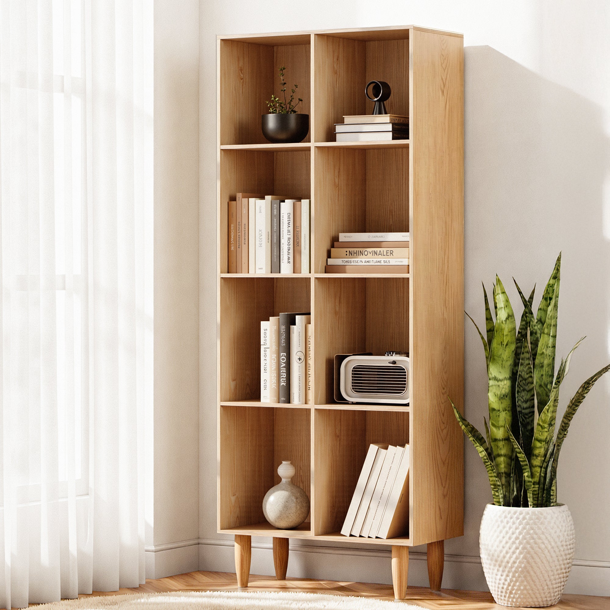 Artiss Bookshelf Bookcase 4 Tiers LEOR Pine FURNI-Q-BSHELF-05-WD