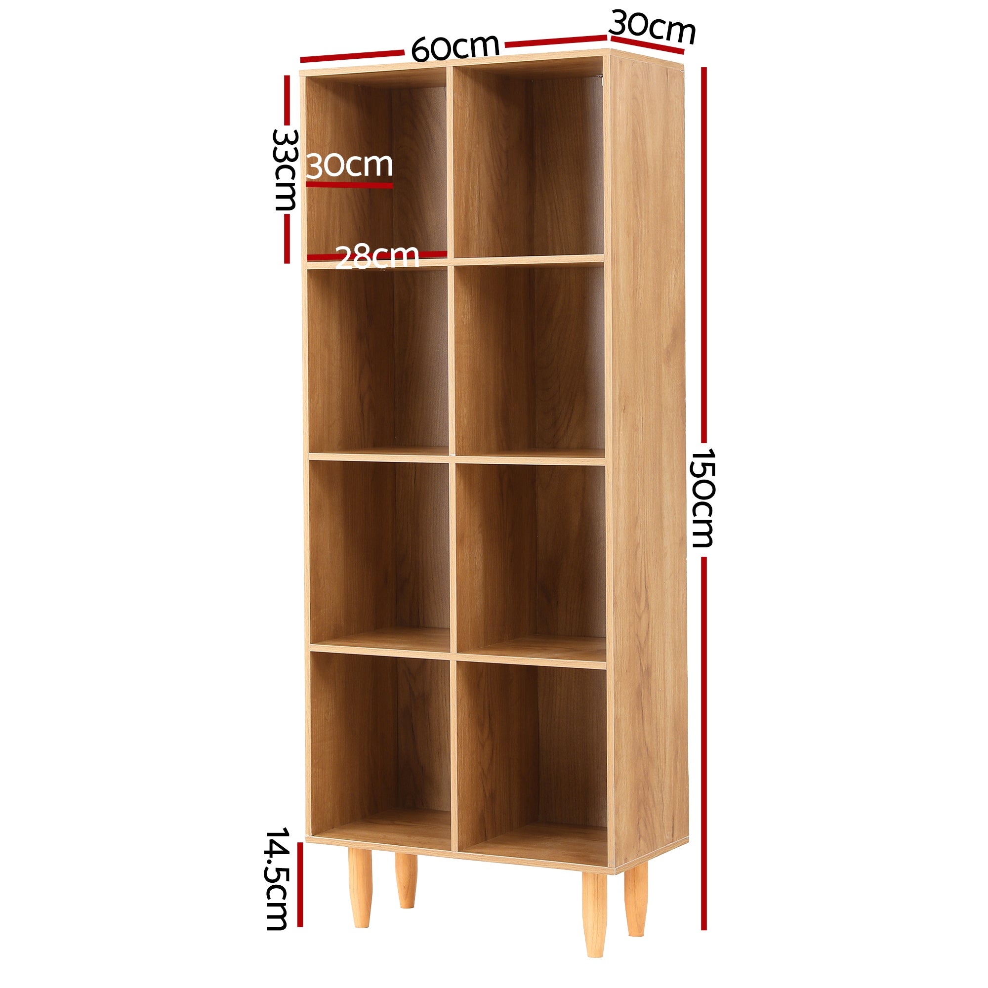 Artiss Bookshelf Bookcase 4 Tiers LEOR Pine FURNI-Q-BSHELF-05-WD