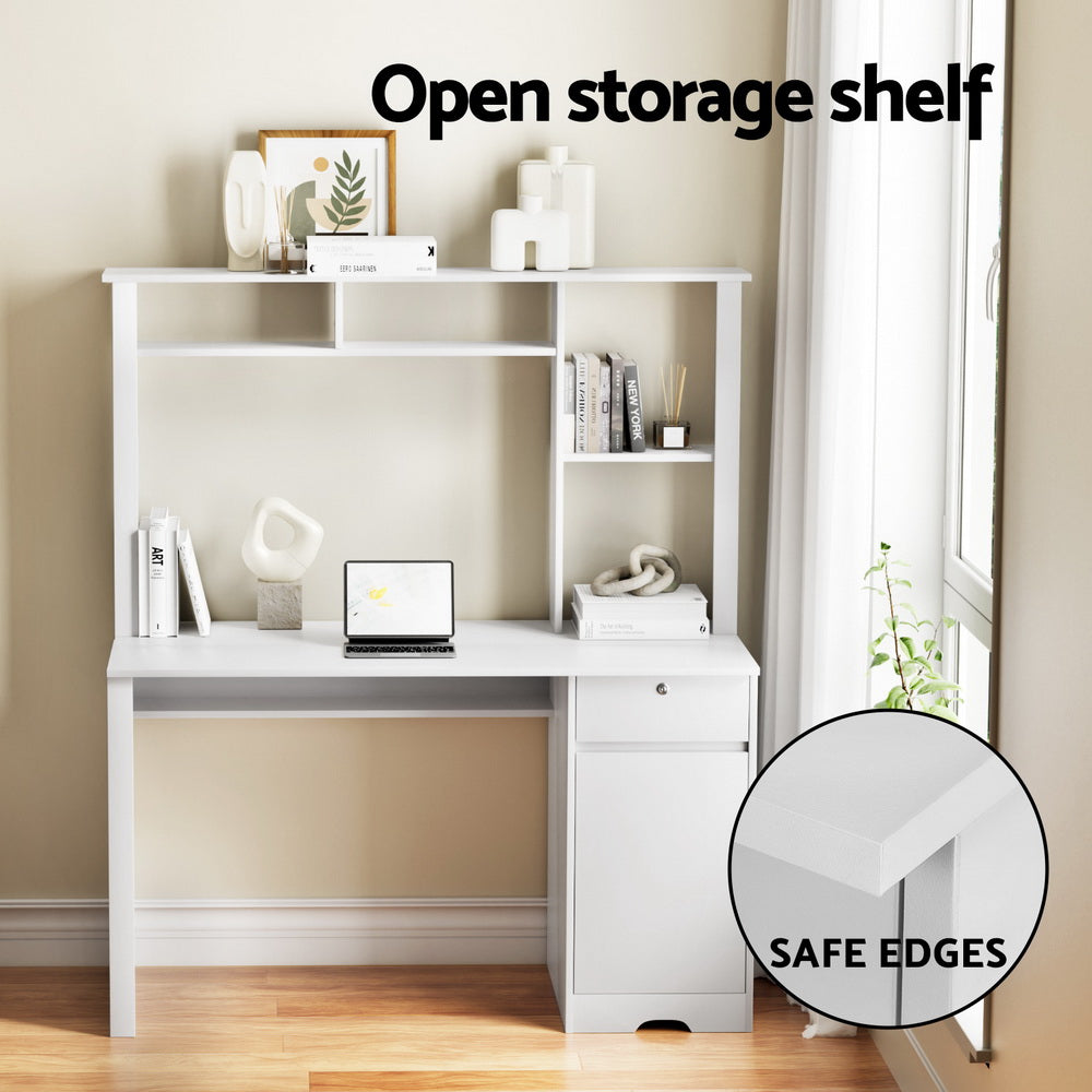 Artiss Computer Desk Office Study Desks Table Drawer Bookshelf Cabinet FURNI-Q-CD134-WH-AB