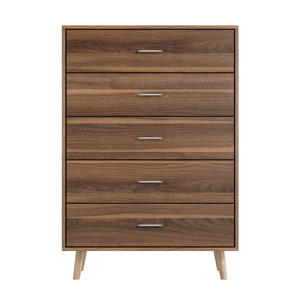 Artiss 5 Chest of Drawers - MIRI Walnut FURNI-Q-CDR-03-WD-AB