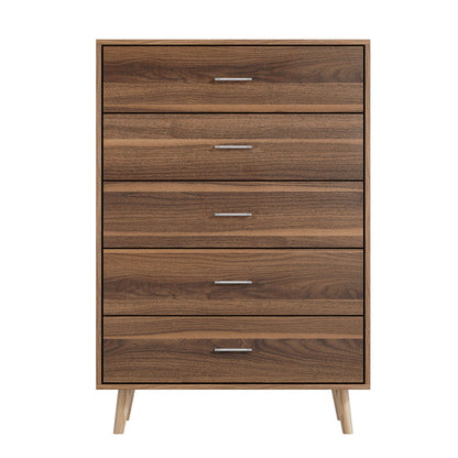 Artiss 5 Chest of Drawers - MIRI Walnut FURNI-Q-CDR-03-WD-AB