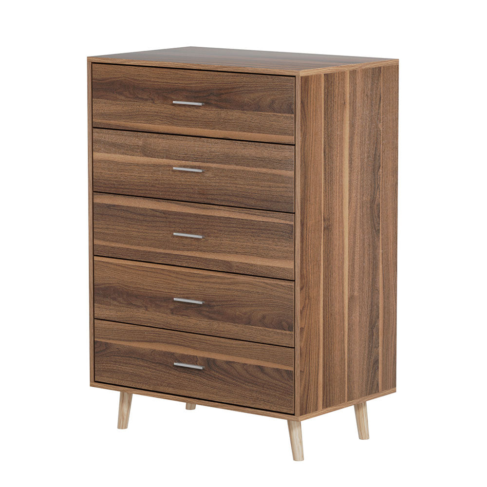 Artiss 5 Chest of Drawers - MIRI Walnut FURNI-Q-CDR-03-WD-AB