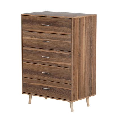 Artiss 5 Chest of Drawers - MIRI Walnut FURNI-Q-CDR-03-WD-AB