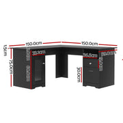 Artiss Computer Desk Home Office Study Desks L-shaped Corner Table with Storage FURNI-Q-DESK-L-BK-ABC