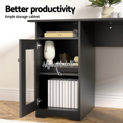 Artiss Computer Desk Home Office Study Desks L-shaped Corner Table with Storage FURNI-Q-DESK-L-BK-ABC
