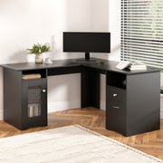 Artiss Computer Desk Home Office Study Desks L-shaped Corner Table with Storage FURNI-Q-DESK-L-BK-ABC
