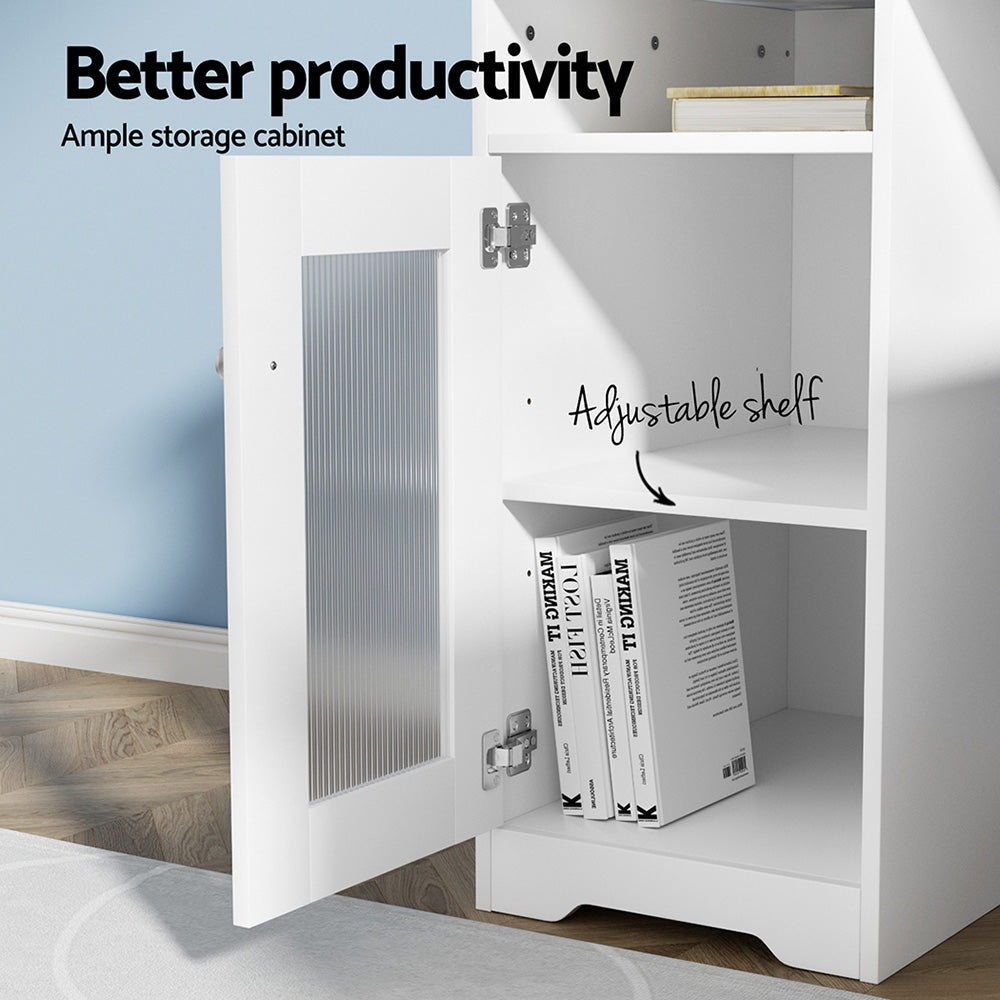 Artiss Computer Desk Shelf Cabinet L-Shape White 150CM FURNI-Q-DESK-L-WH-ABC