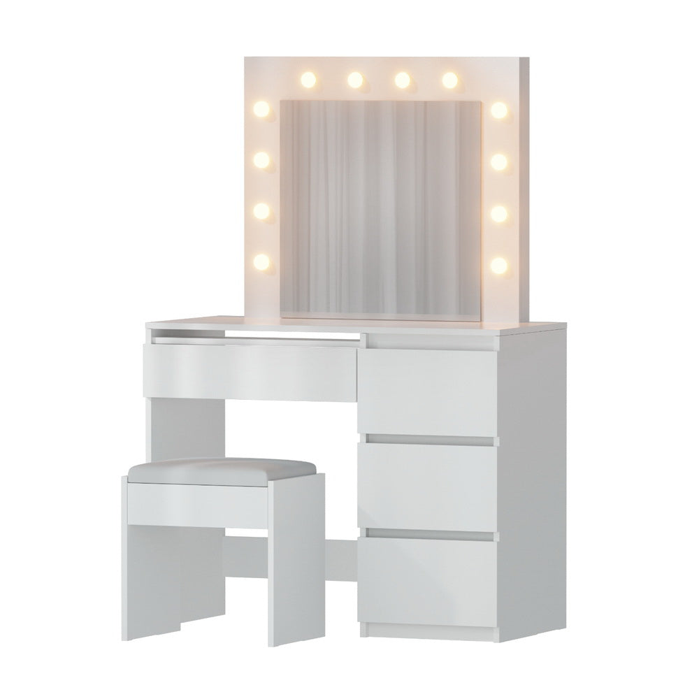 Artiss Dressing Table Set Stool 12 Led Bulbs White FURNI-Q-DRESS01-LED-WH-AB