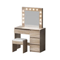 Artiss Dressing Table Set Stool 12 Led Bulbs Wood FURNI-Q-DRESS01N-LED-WD-AB