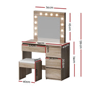 Artiss Dressing Table Set Stool 12 Led Bulbs Wood FURNI-Q-DRESS01N-LED-WD-AB