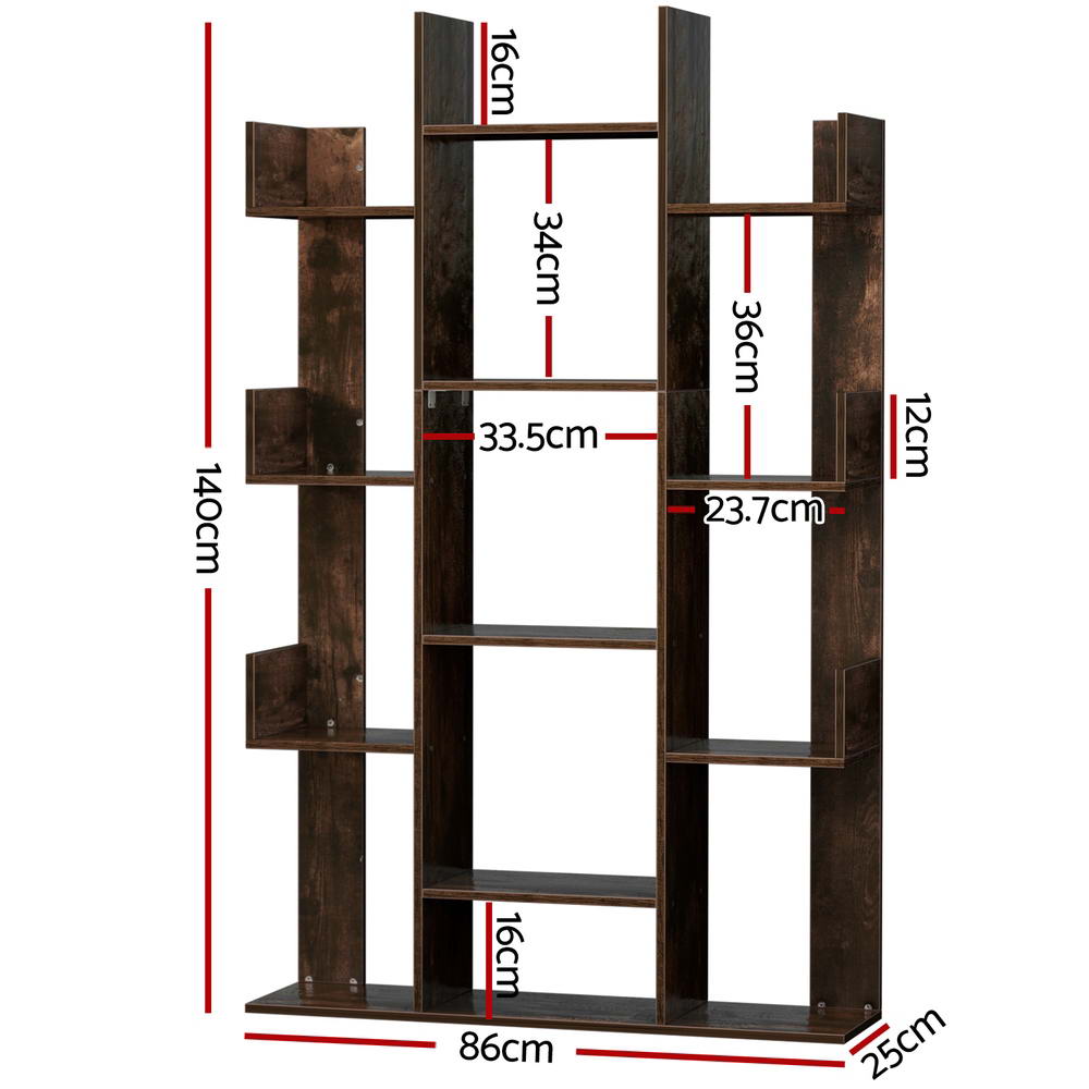 Artiss Tree-Shaped Bookshelf ROMI Walnut FURNI-Q-DSHELF-01-BR