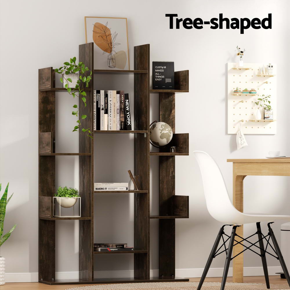 Artiss Tree-Shaped Bookshelf ROMI Walnut FURNI-Q-DSHELF-01-BR