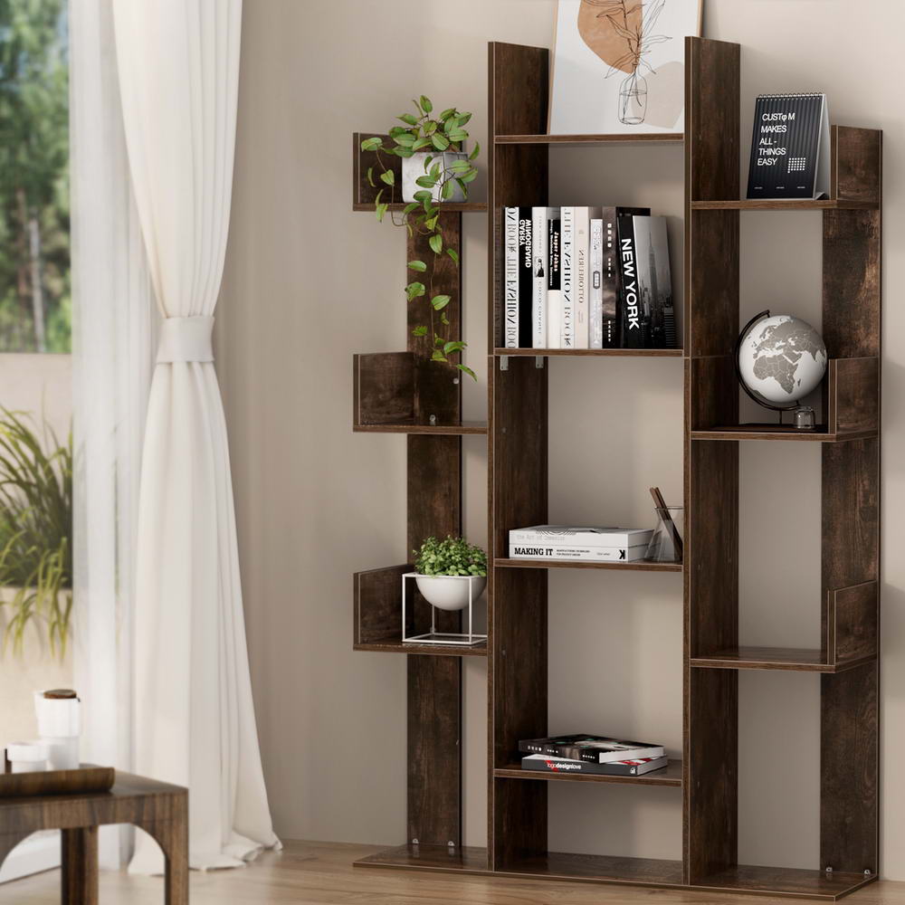 Artiss Tree-Shaped Bookshelf ROMI Walnut FURNI-Q-DSHELF-01-BR