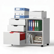 Artiss 3 Drawer Mobile Filing Cabinet Printer Stand Cabinet Home Office Storage White FURNI-Q-FC-3D-WH