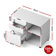 Artiss 3 Drawer Mobile Filing Cabinet Printer Stand Cabinet Home Office Storage White FURNI-Q-FC-3D-WH