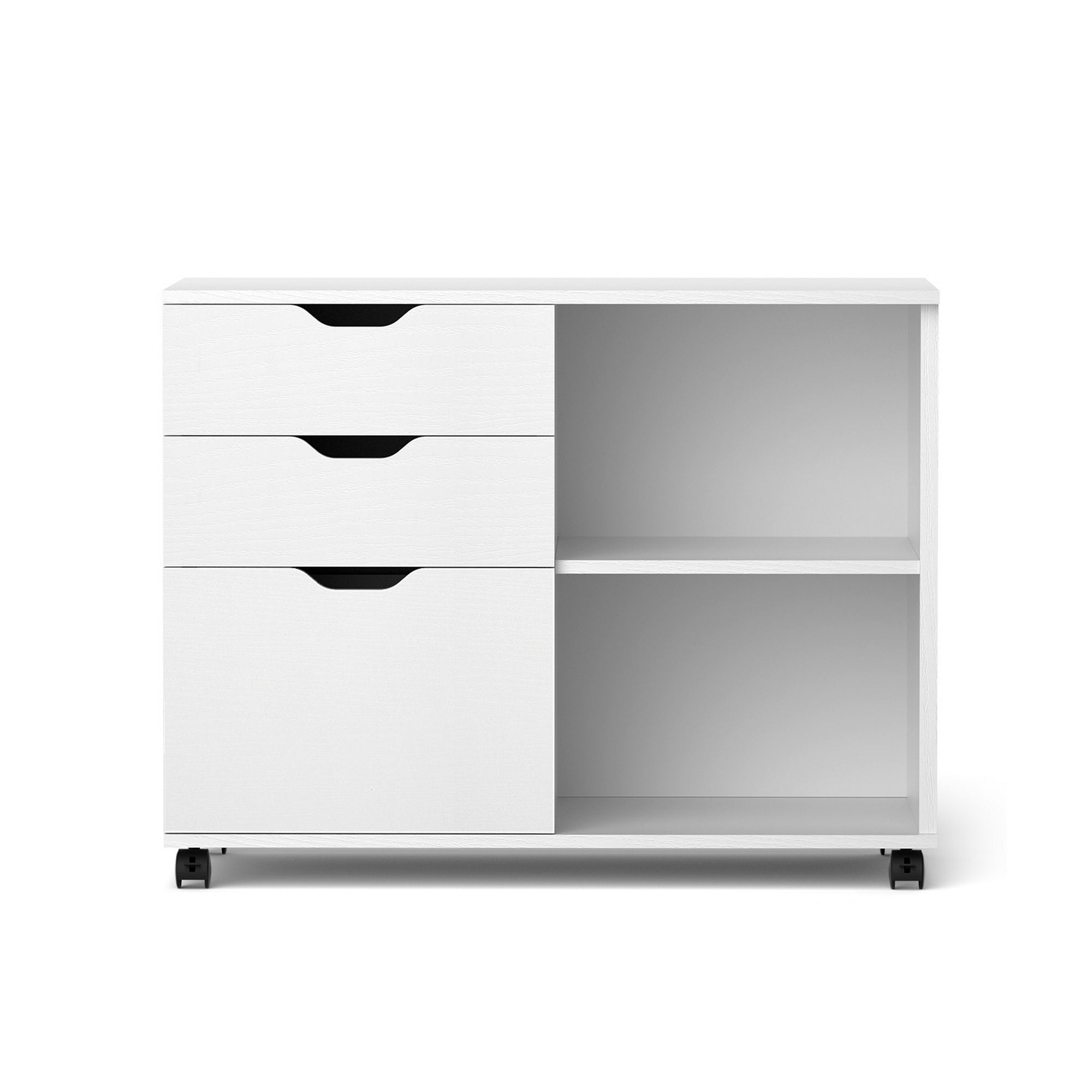 Artiss 3 Drawer Mobile Filing Cabinet Printer Stand Cabinet Home Office Storage White FURNI-Q-FC-3D-WH