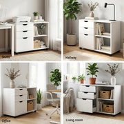 Artiss 3 Drawer Mobile Filing Cabinet Printer Stand Cabinet Home Office Storage White FURNI-Q-FC-3D-WH